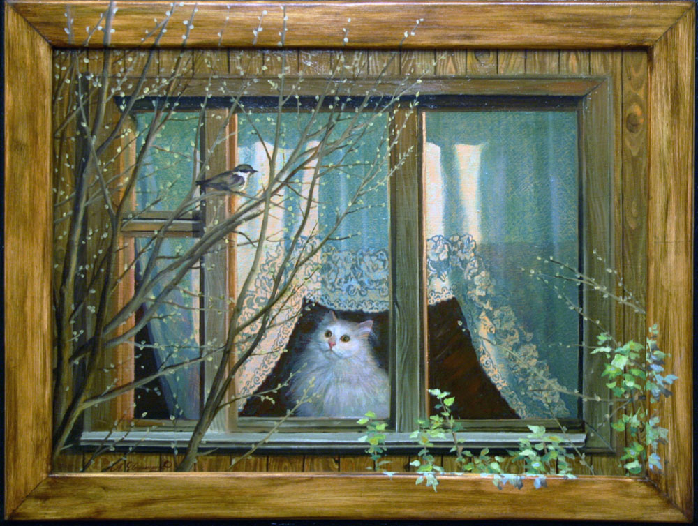 Снится стучится в окно. Кошки на окошке. Окно в счастье. Птицы на окне в живописи.